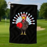 Thanksgiving Turkey Bowling Pin Matching Team Golf Towel thumb 1