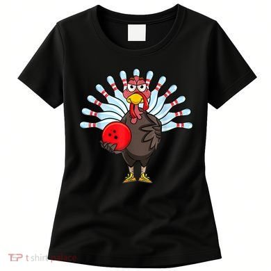 Thanksgiving Turkey Bowling Pin Matching Team Women's T-Shirt