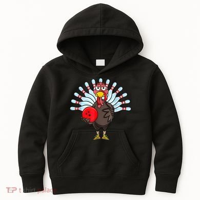 Thanksgiving Turkey Bowling Pin Matching Team Kids Hoodie