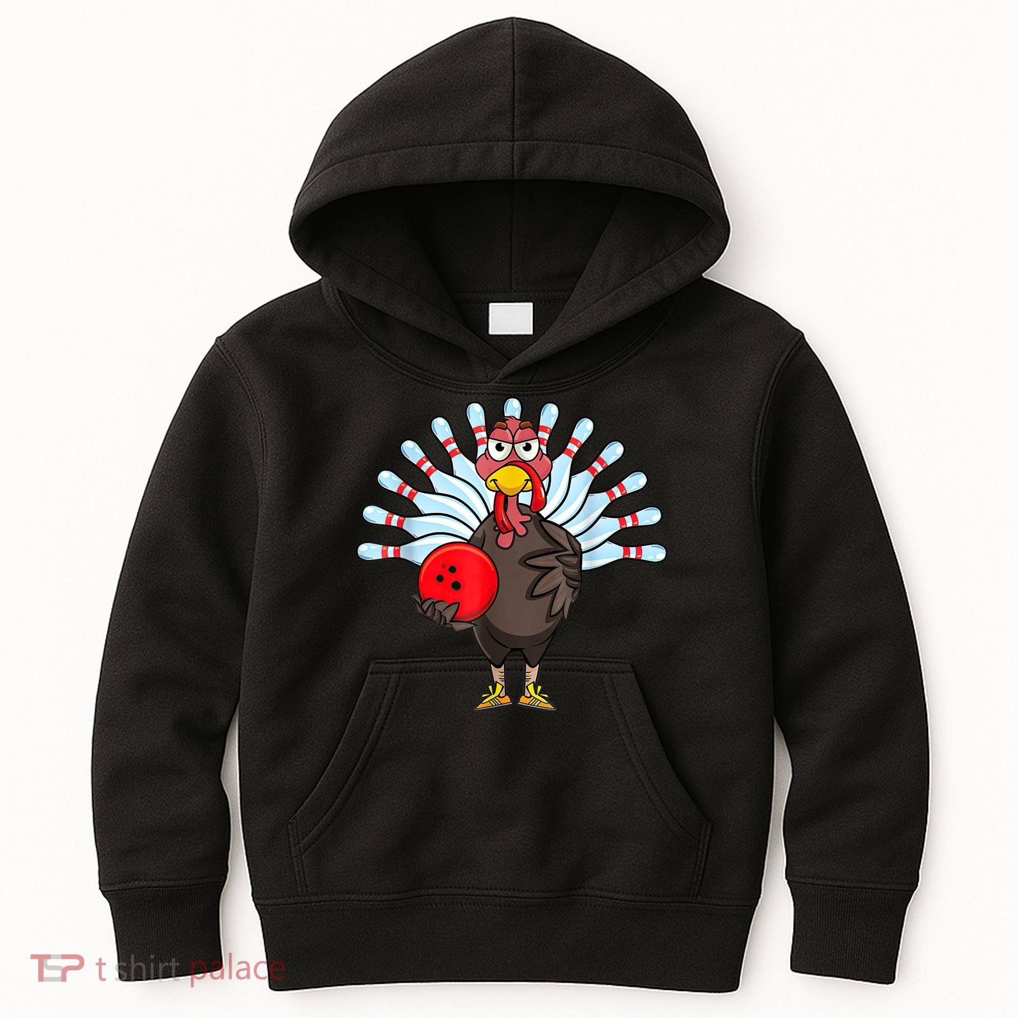 Thanksgiving Turkey Bowling Pin Matching Team Kids Hoodie
