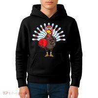 Thanksgiving Turkey Bowling Pin Matching Team Kids Hoodie thumb 4