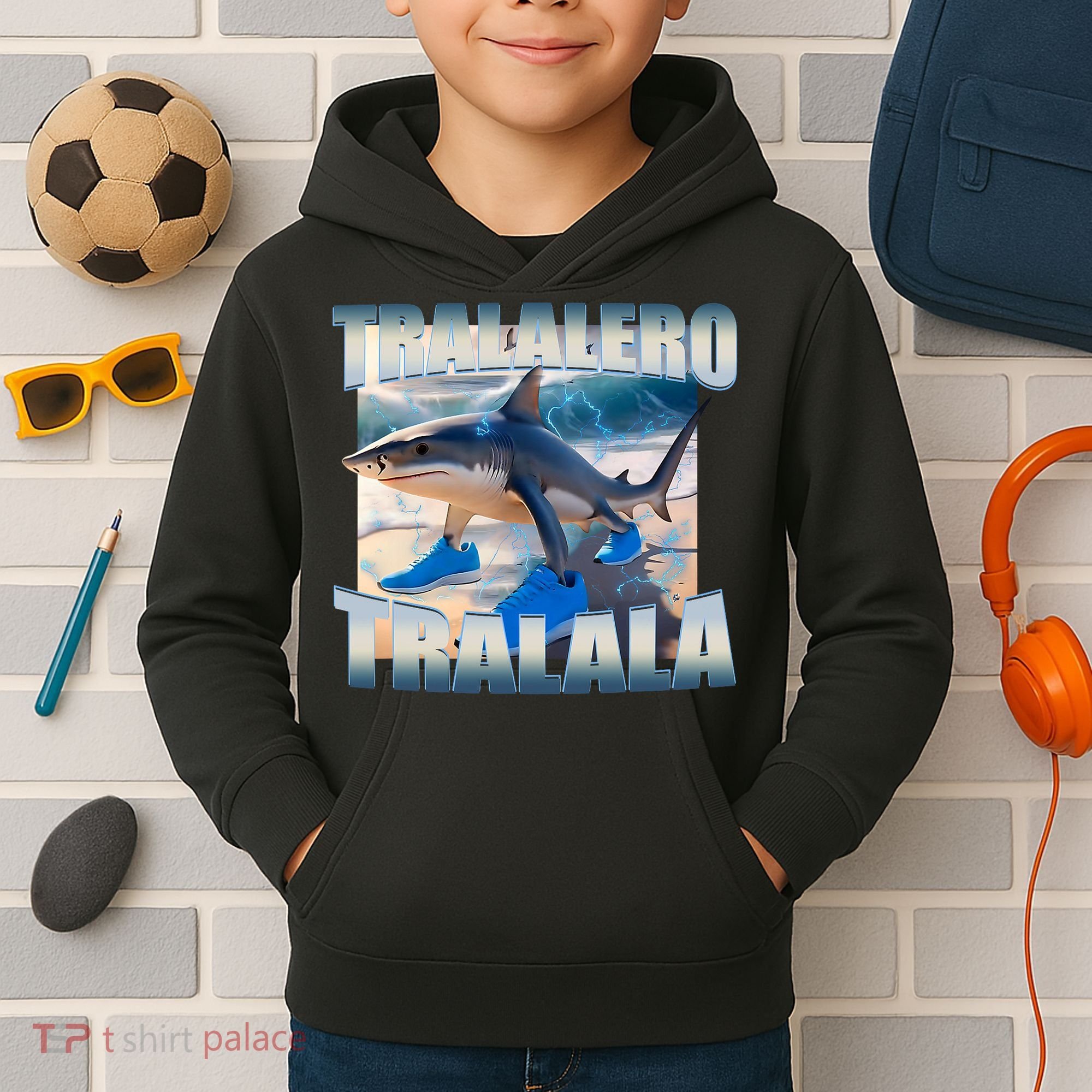 Tralalero Tralala Bootleg Brainrot Italian Brainrot Meme  Kids Hoodie