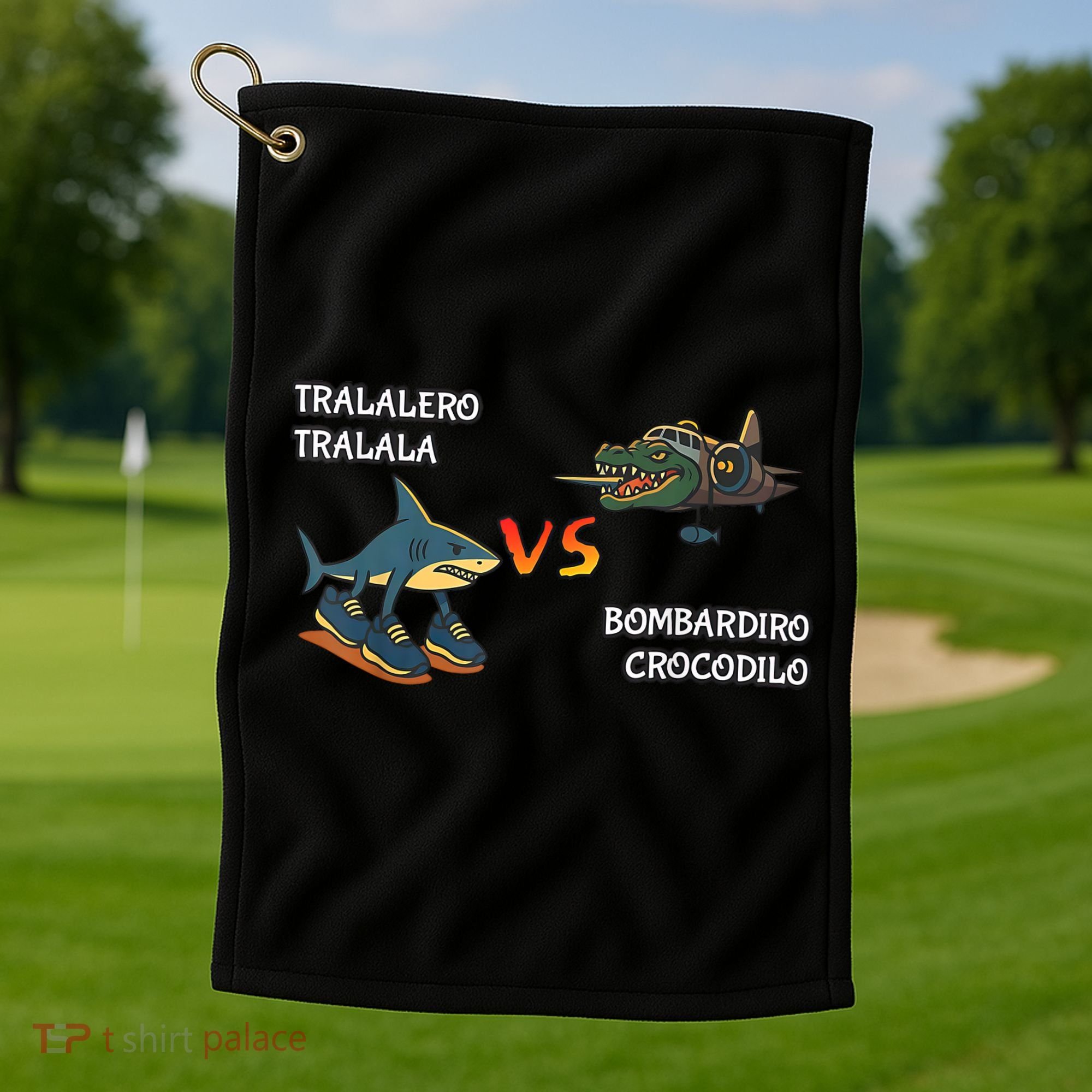Tralalero Tralala Brainrot Meme Bombardino Crocodilo Italian  Golf Towel