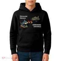 Tralalero Tralala Brainrot Meme Bombardino Crocodilo Italian  Kids Hoodie thumb 4
