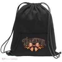 Thanksgiving Thankful Bowtie Sweatshirt Cinch Pack Bag thumb 0