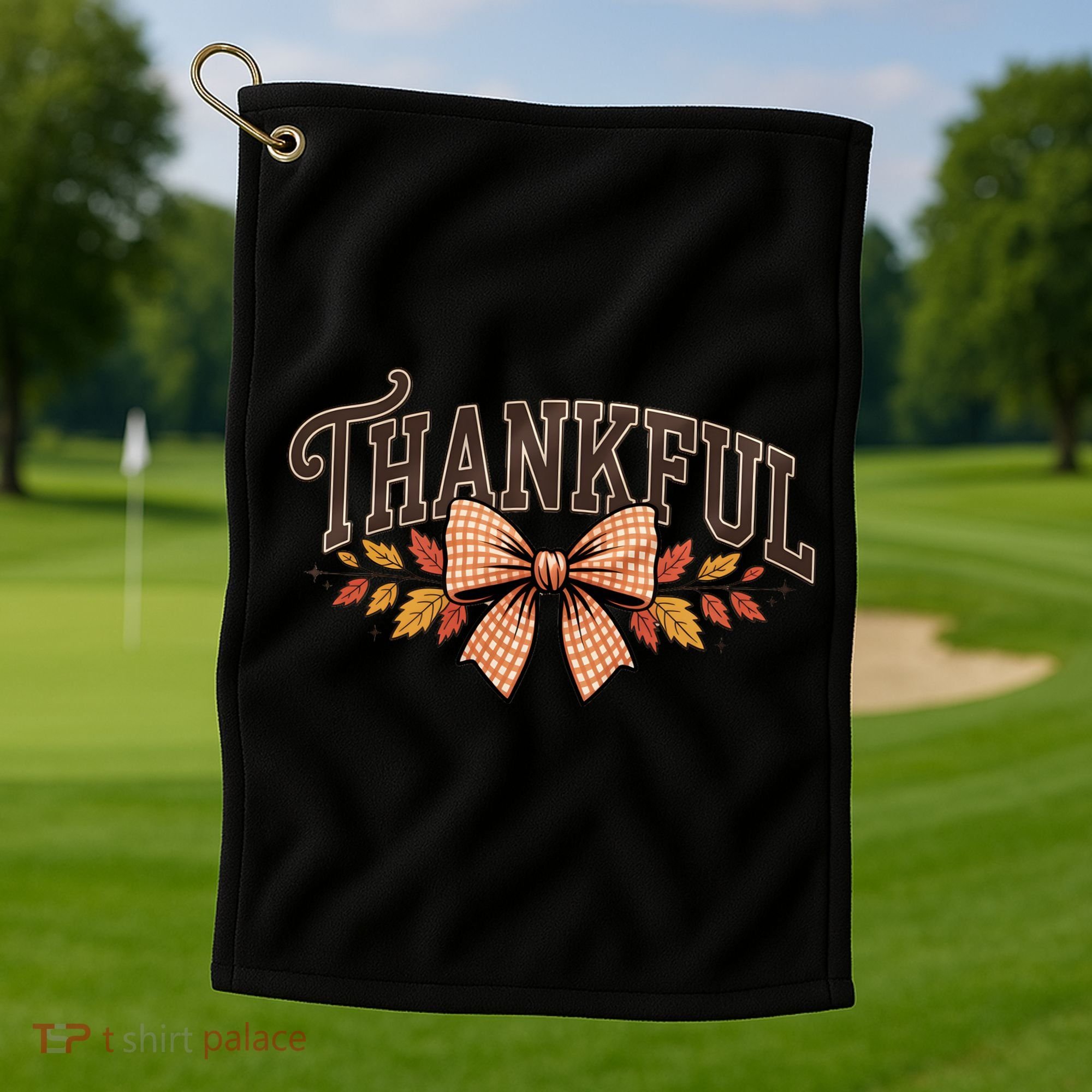 Thanksgiving Thankful Bowtie Golf Towel