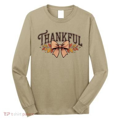 Thanksgiving Thankful Bowtie Long Sleeve Shirt