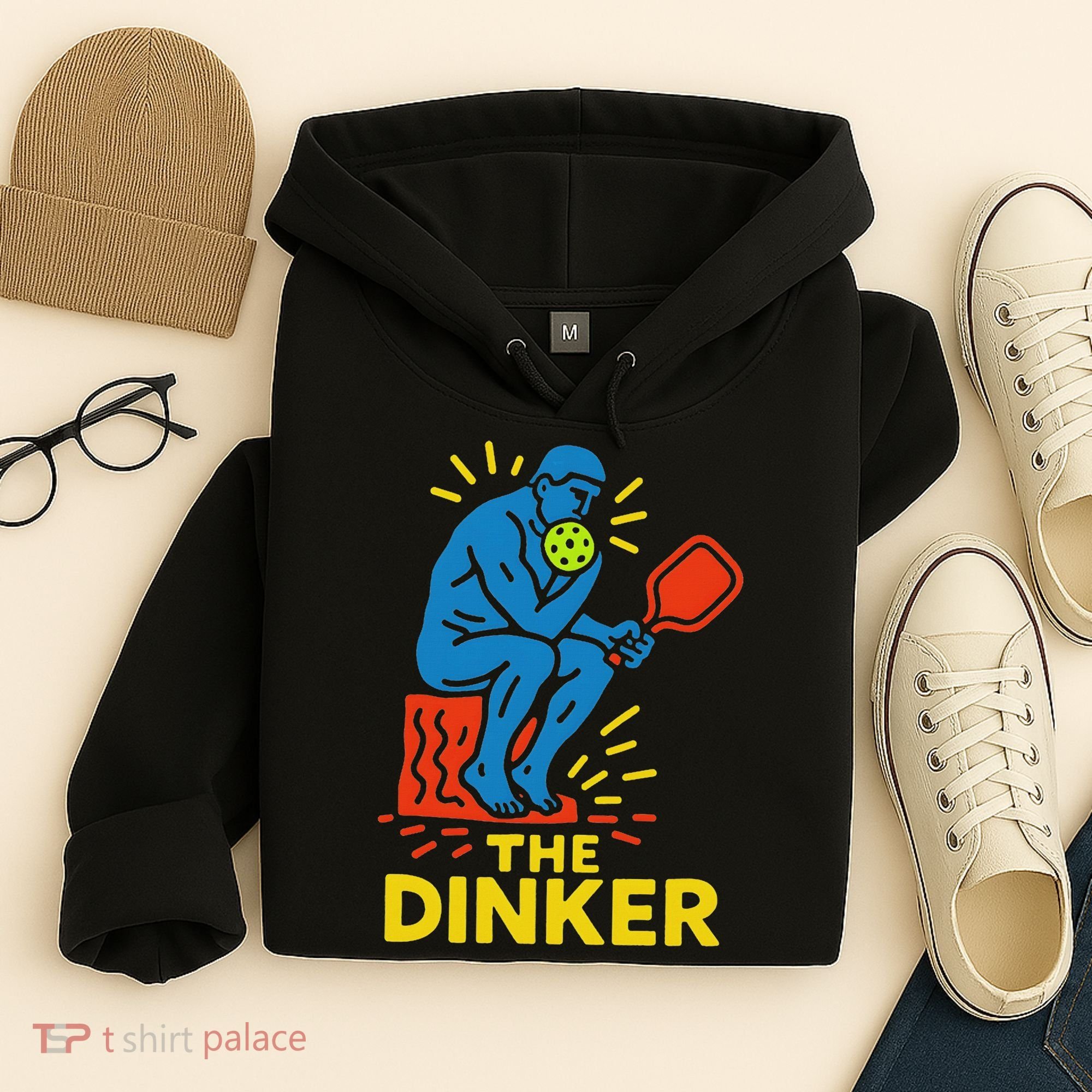 The Thinker By Auguste Rodin Contemplates Pickleball Hoodie