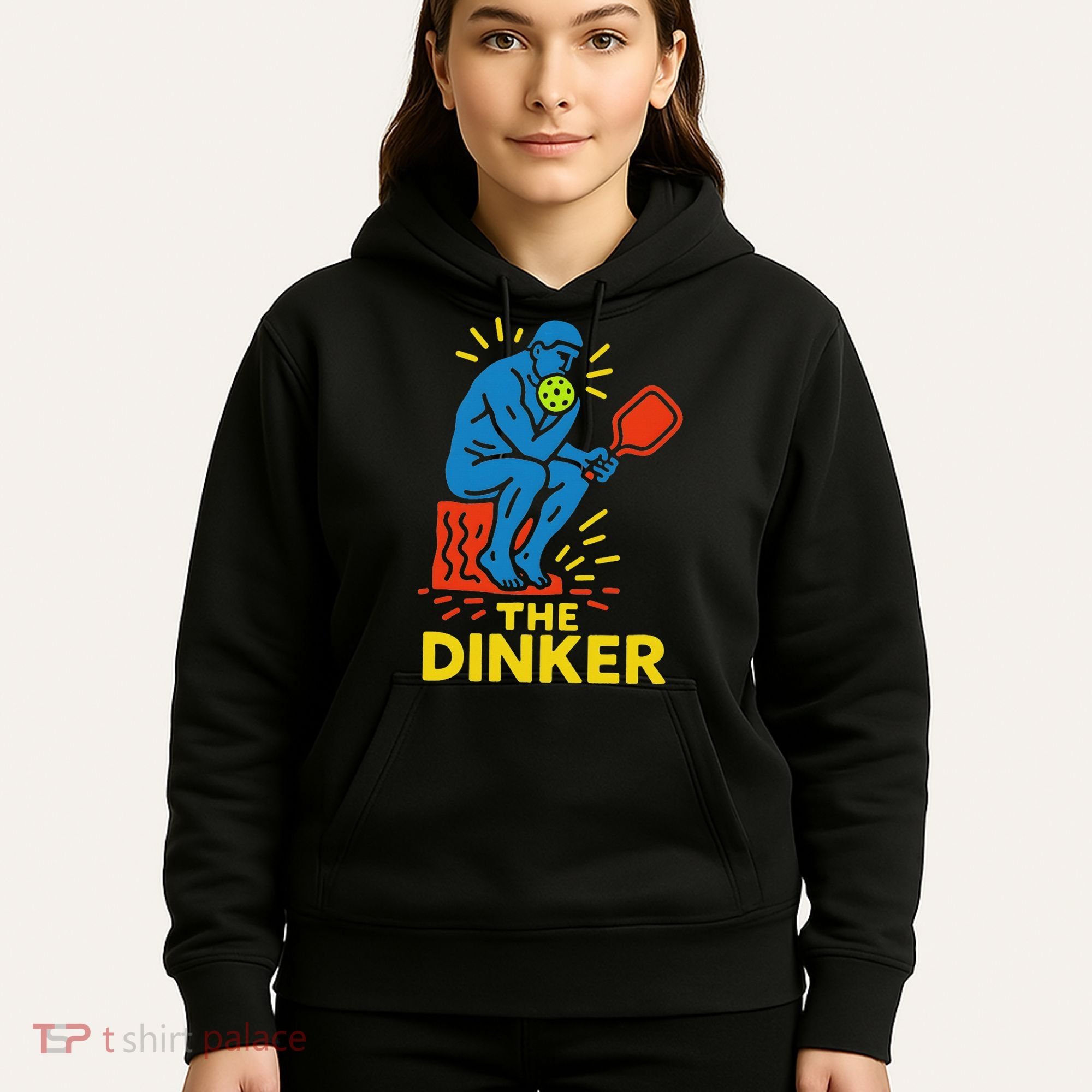 The Thinker By Auguste Rodin Contemplates Pickleball Hoodie