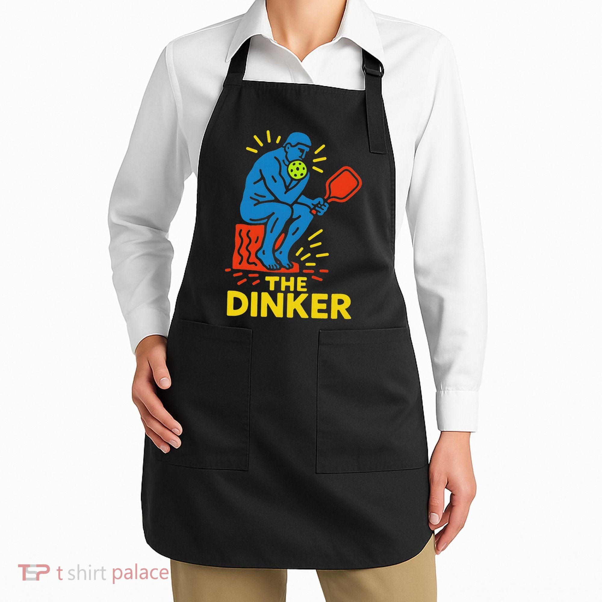 The Thinker By Auguste Rodin Contemplates Pickleball Apron