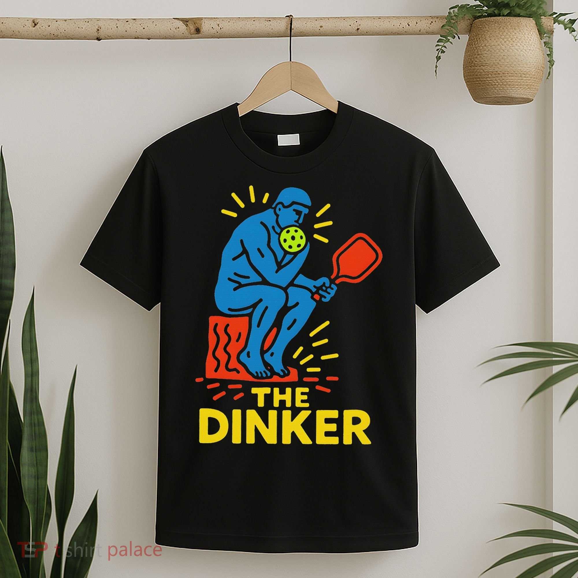 The Thinker By Auguste Rodin Contemplates Pickleball T-Shirt