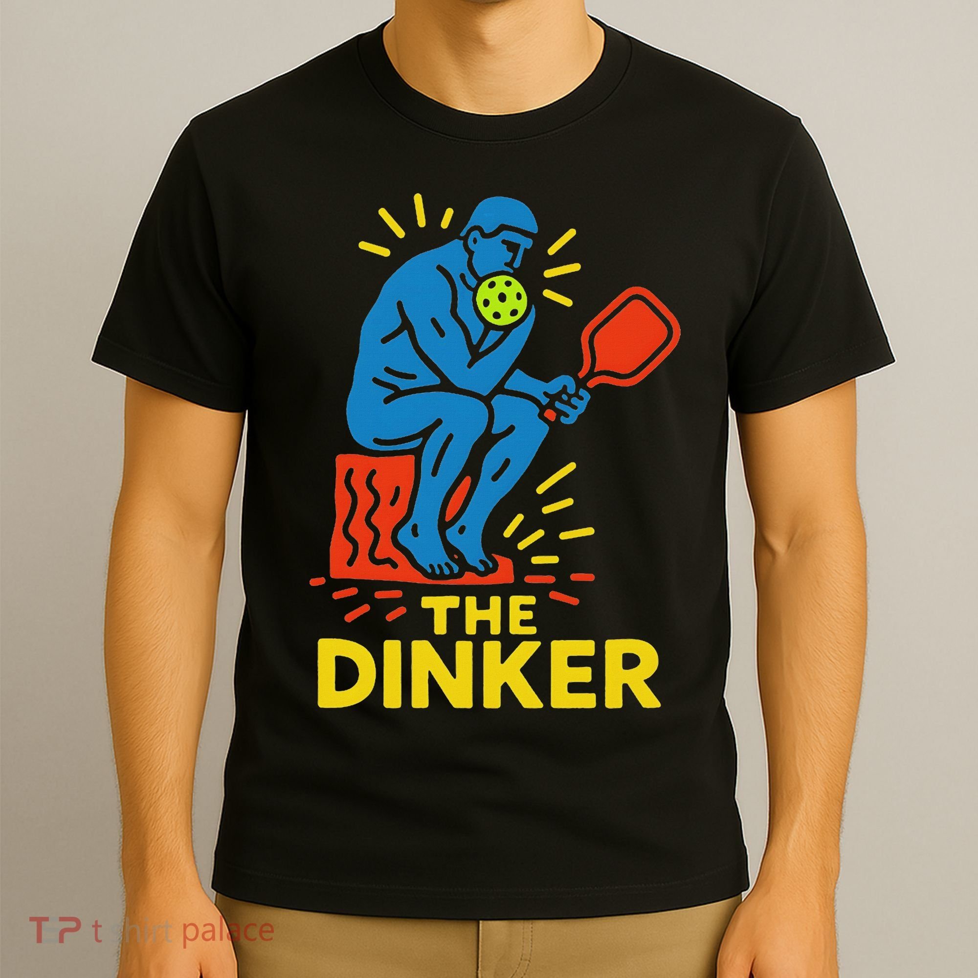 The Thinker By Auguste Rodin Contemplates Pickleball T-Shirt