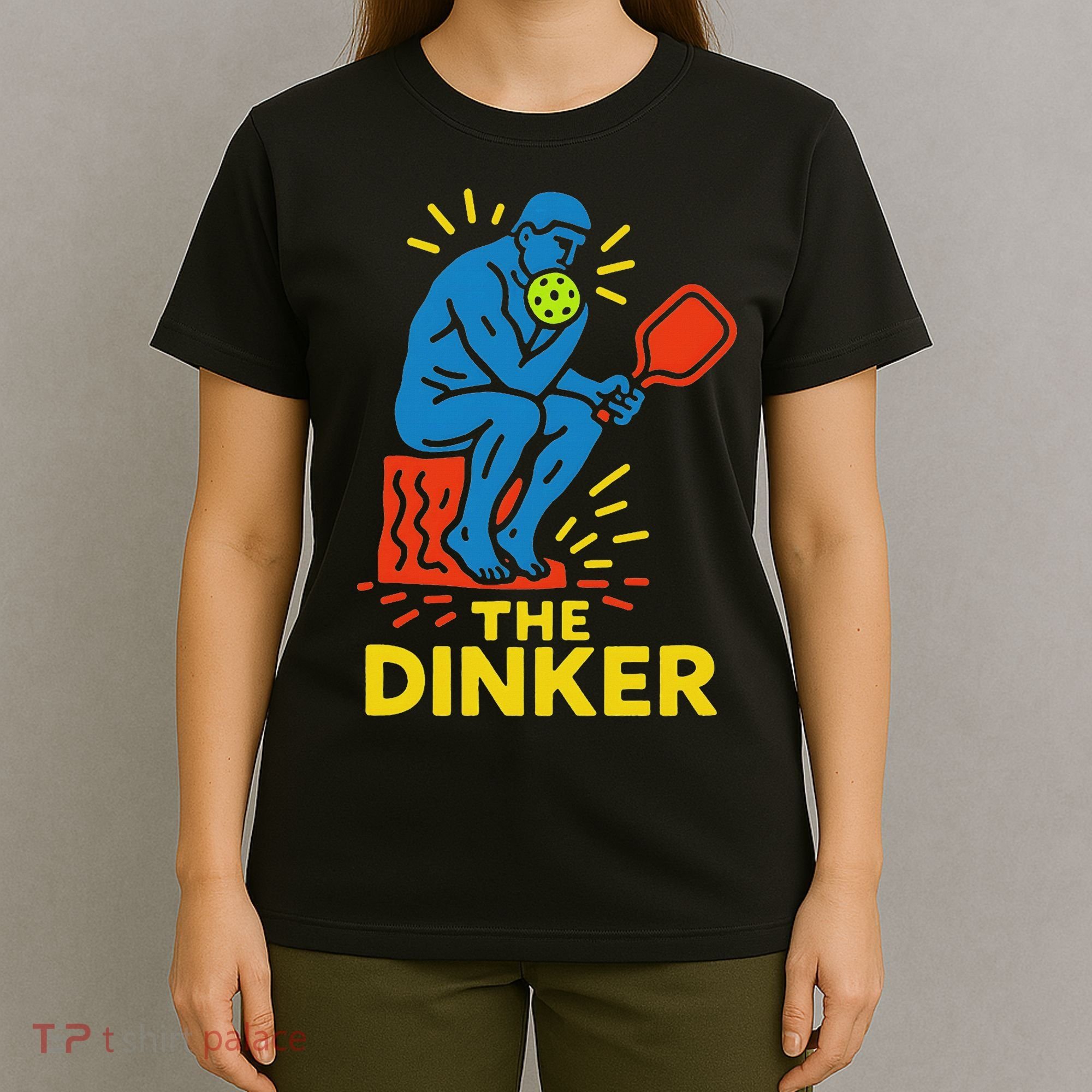 The Thinker By Auguste Rodin Contemplates Pickleball T-Shirt