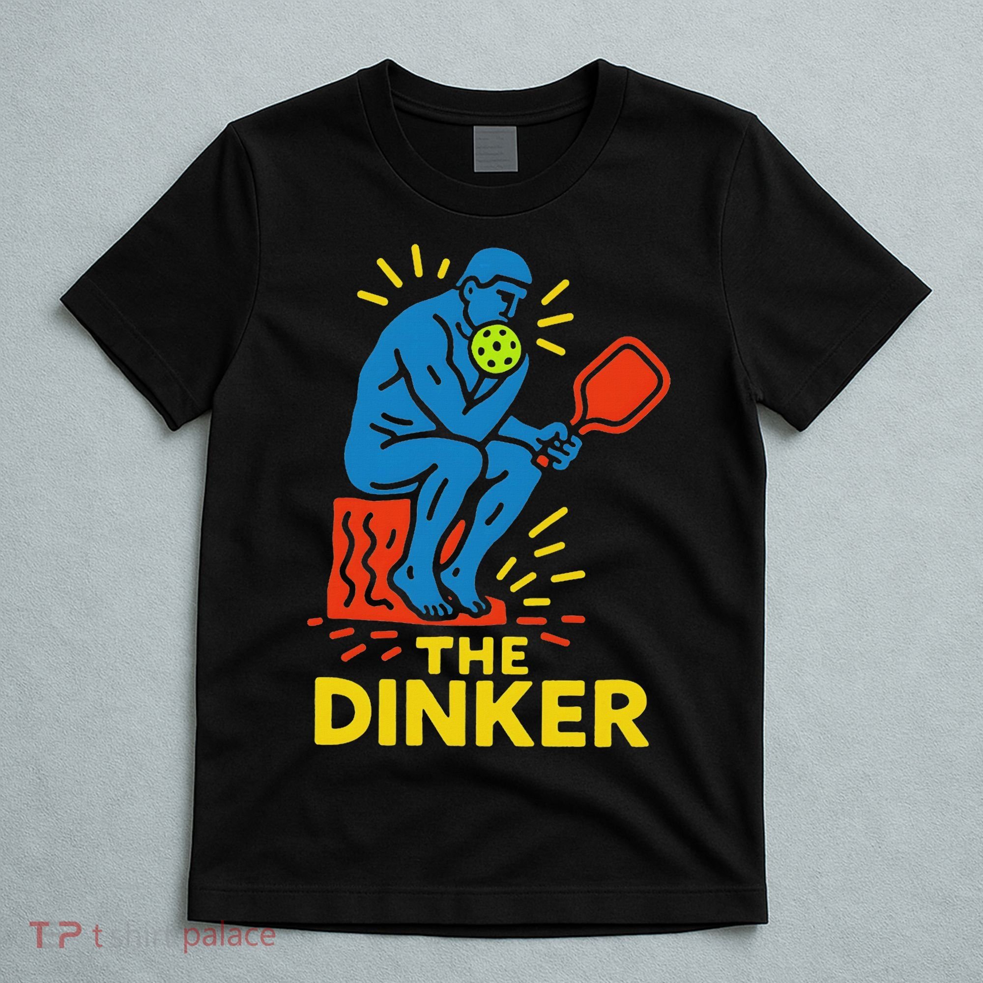 The Thinker By Auguste Rodin Contemplates Pickleball T-Shirt