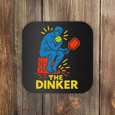 The Thinker By Auguste Rodin Contemplates Pickleball Coaster