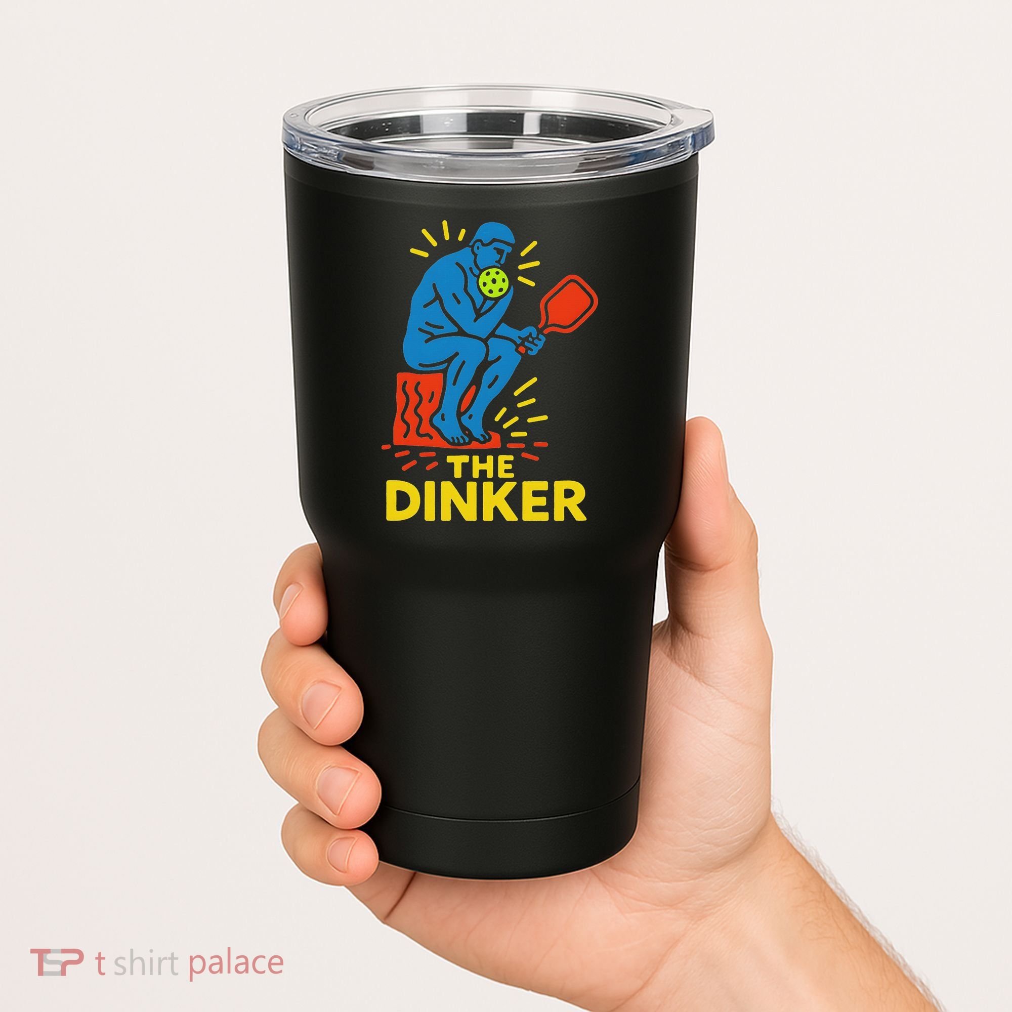 The Thinker By Auguste Rodin Contemplates Pickleball Tumbler