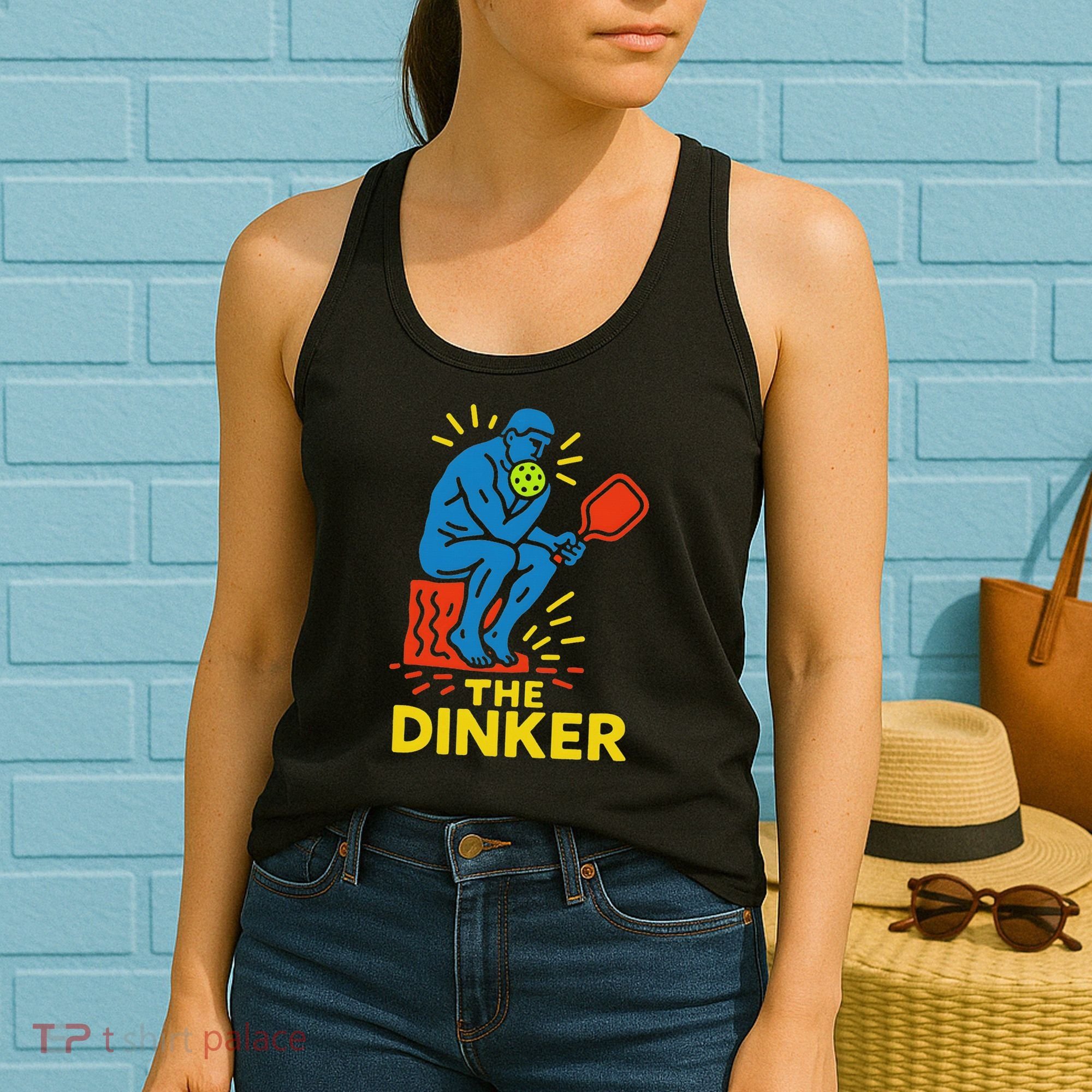 The Thinker By Auguste Rodin Contemplates Pickleball Women's Tank Top