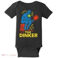 The Thinker By Auguste Rodin Contemplates Pickleball Baby Bodysuit thumb 0