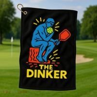 The Thinker By Auguste Rodin Contemplates Pickleball Golf Towel thumb 1
