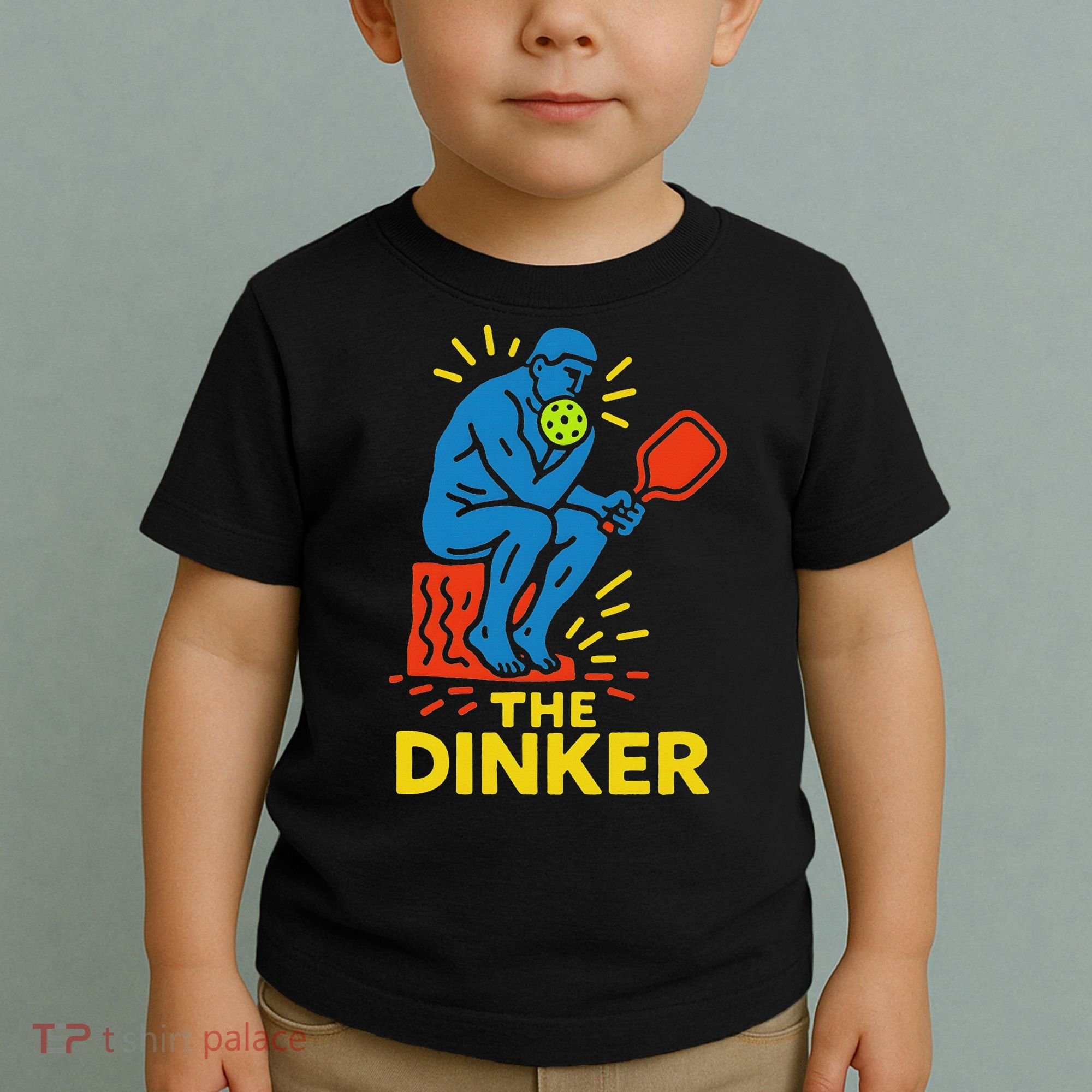 The Thinker By Auguste Rodin Contemplates Pickleball Toddler T-Shirt