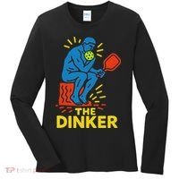 The Thinker By Auguste Rodin Contemplates Pickleball Women's Long Sleeve Shirt thumb 0