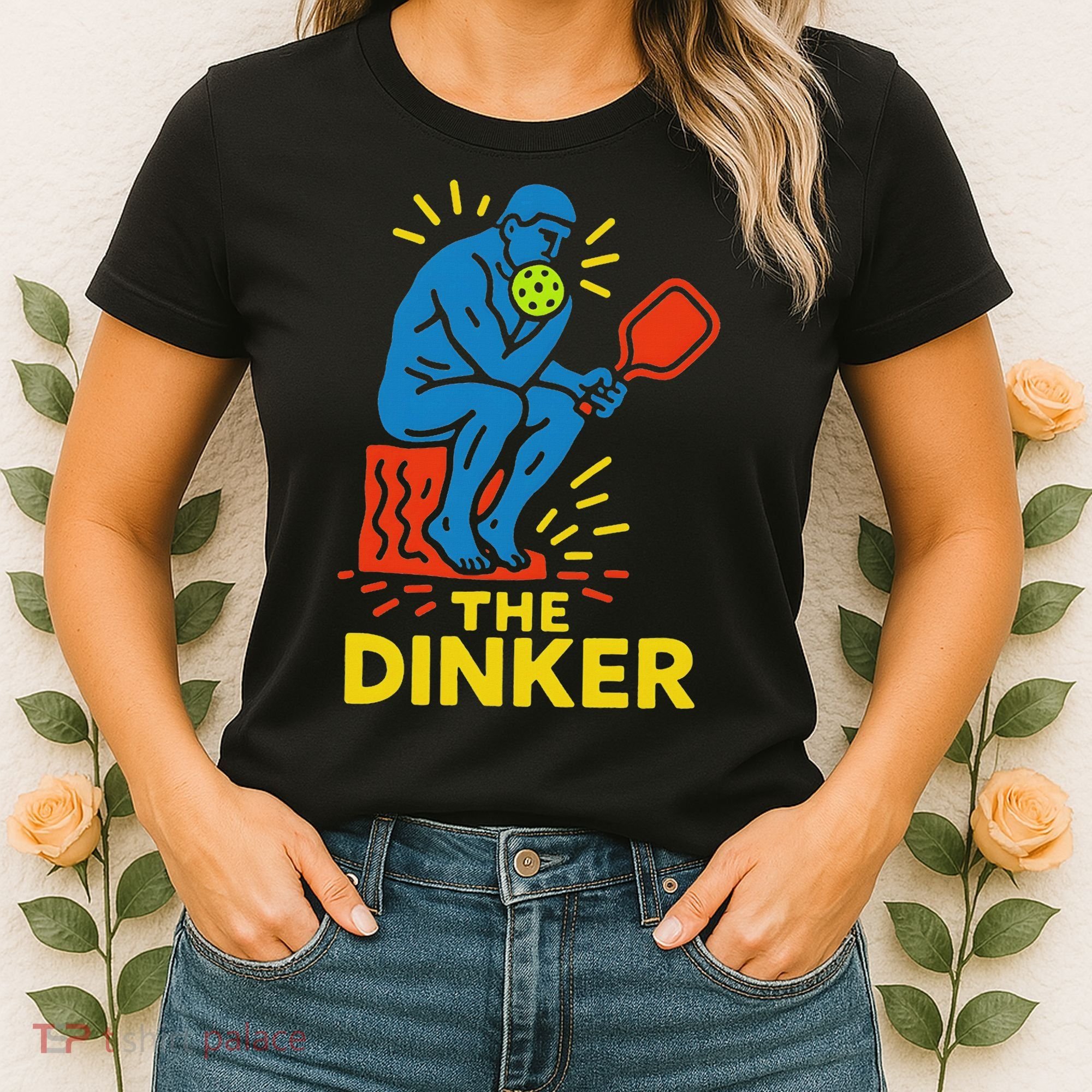 The Thinker By Auguste Rodin Contemplates Pickleball Women's T-Shirt