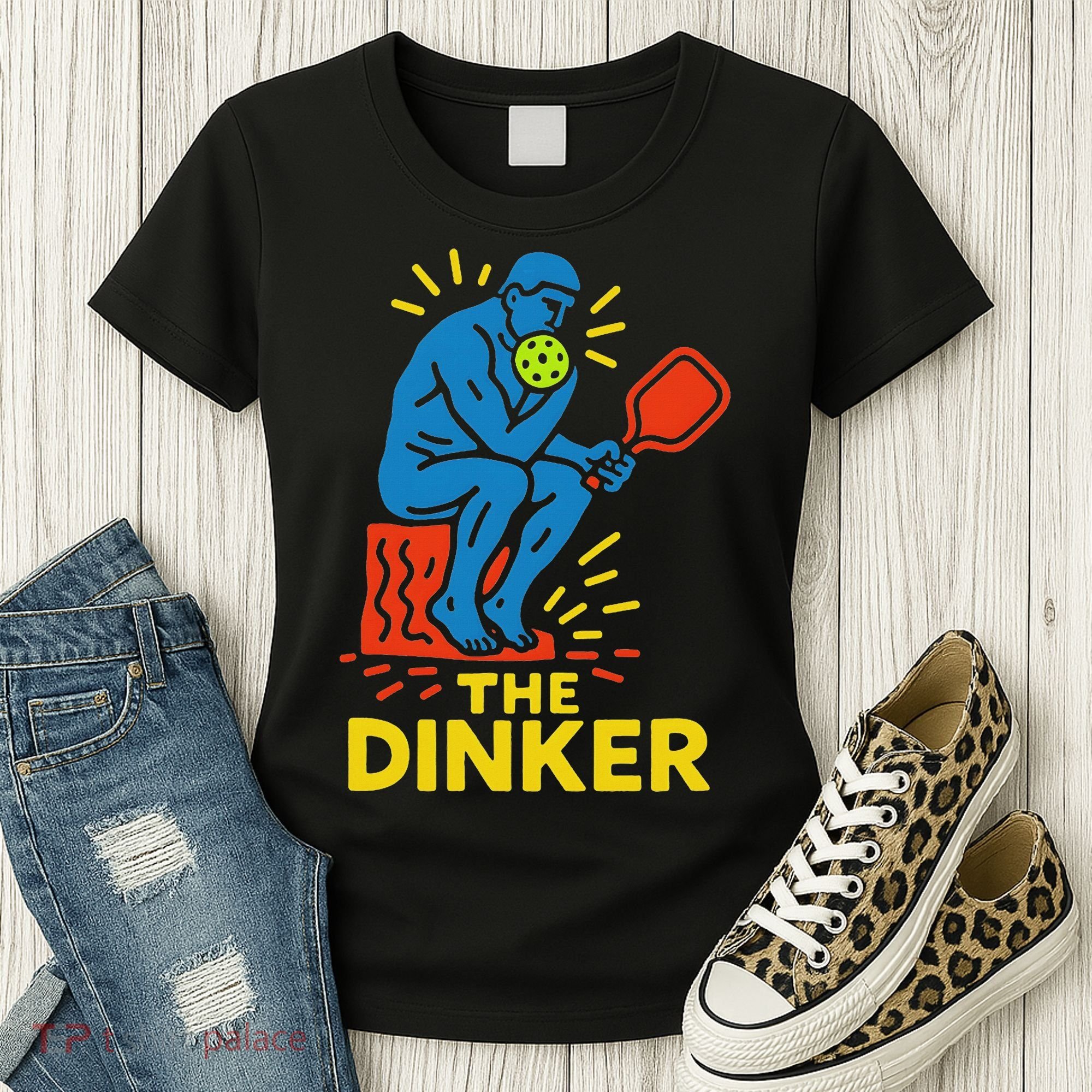 The Thinker By Auguste Rodin Contemplates Pickleball Women's T-Shirt