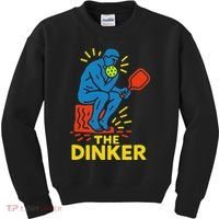 The Thinker By Auguste Rodin Contemplates Pickleball Kids Sweatshirt thumb 0