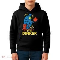 The Thinker By Auguste Rodin Contemplates Pickleball Kids Hoodie thumb 4