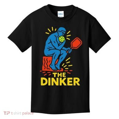 The Thinker By Auguste Rodin Contemplates Pickleball Kids T-Shirt