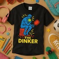 The Thinker By Auguste Rodin Contemplates Pickleball Kids T-Shirt thumb 3