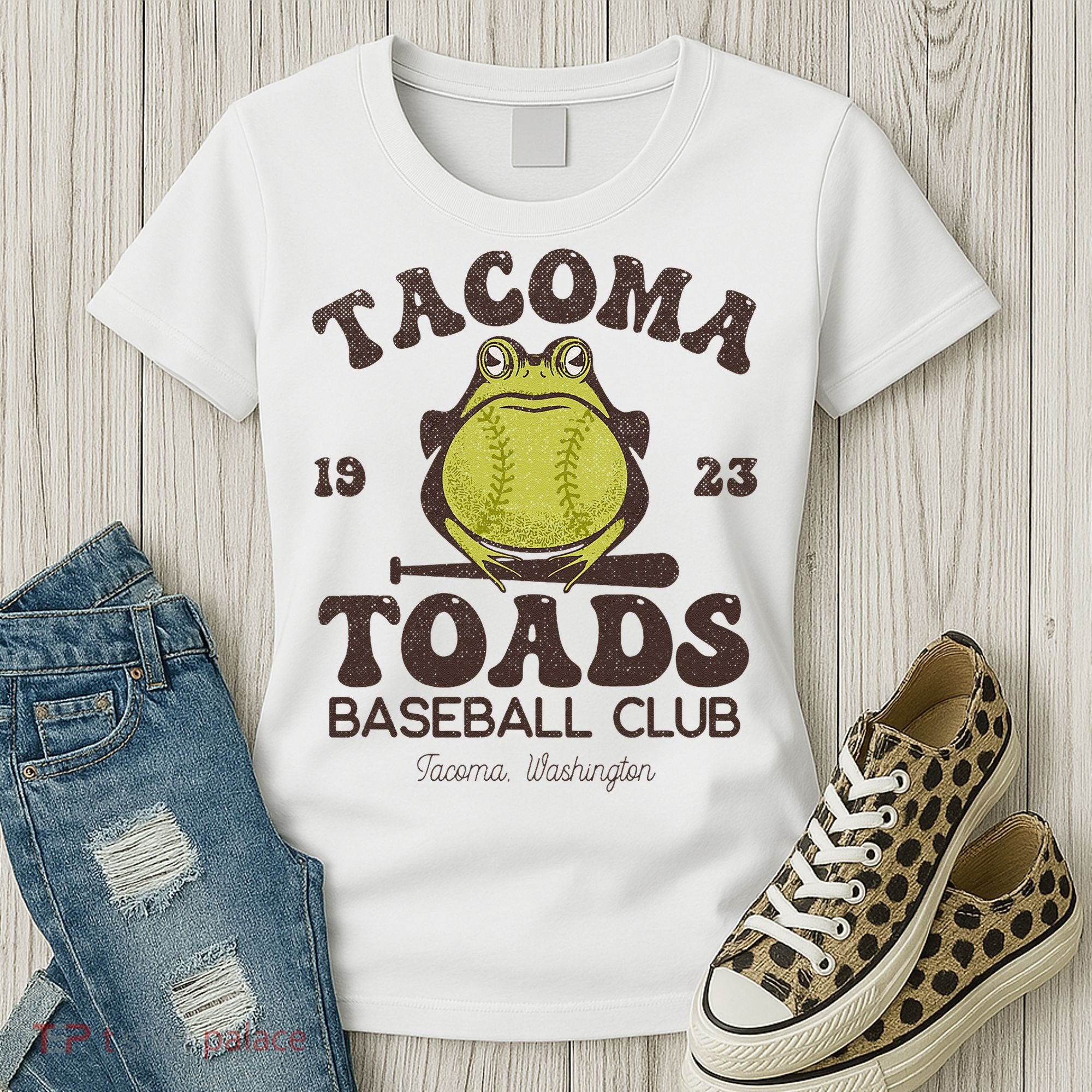 Tacoma Toads Baseball Retro Minor League Baseball Team Women's T-Shirt