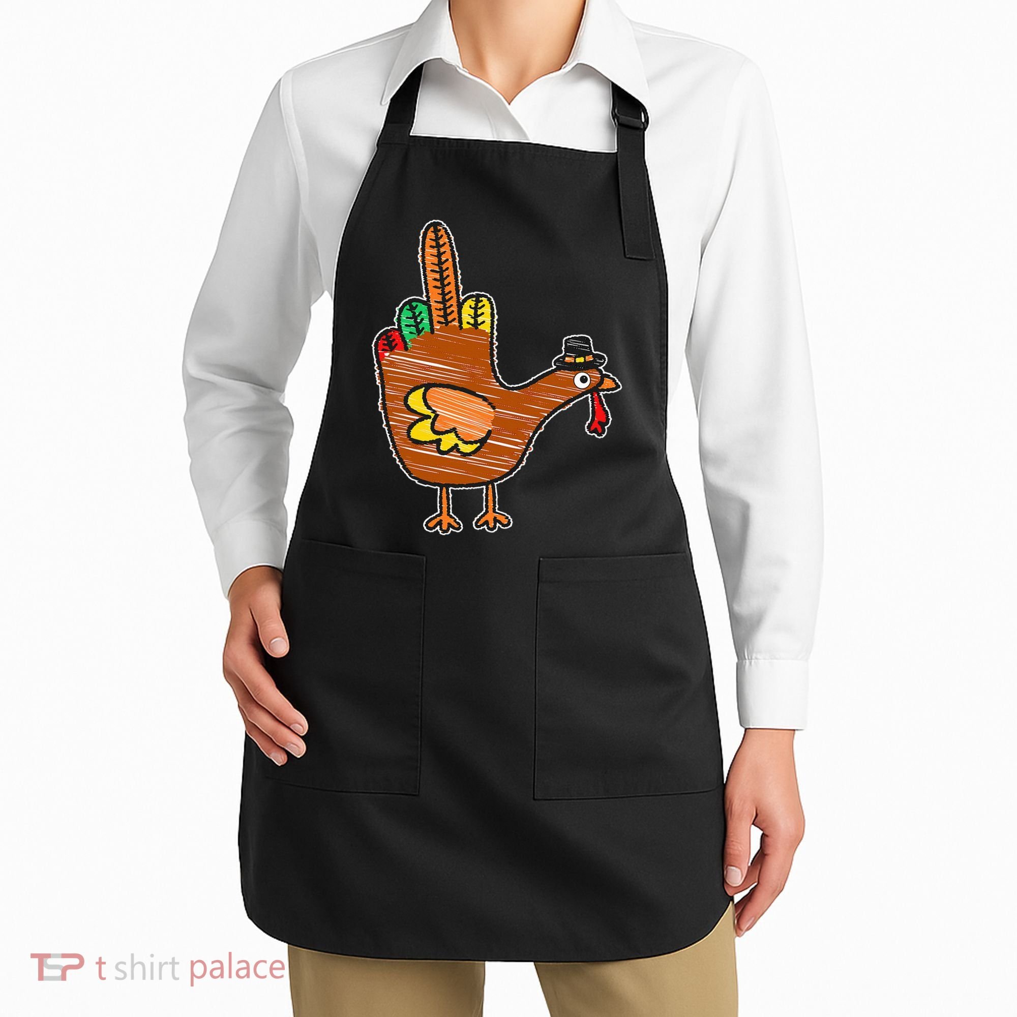 Thanksgiving Turkey Bird Middle Finger Apron