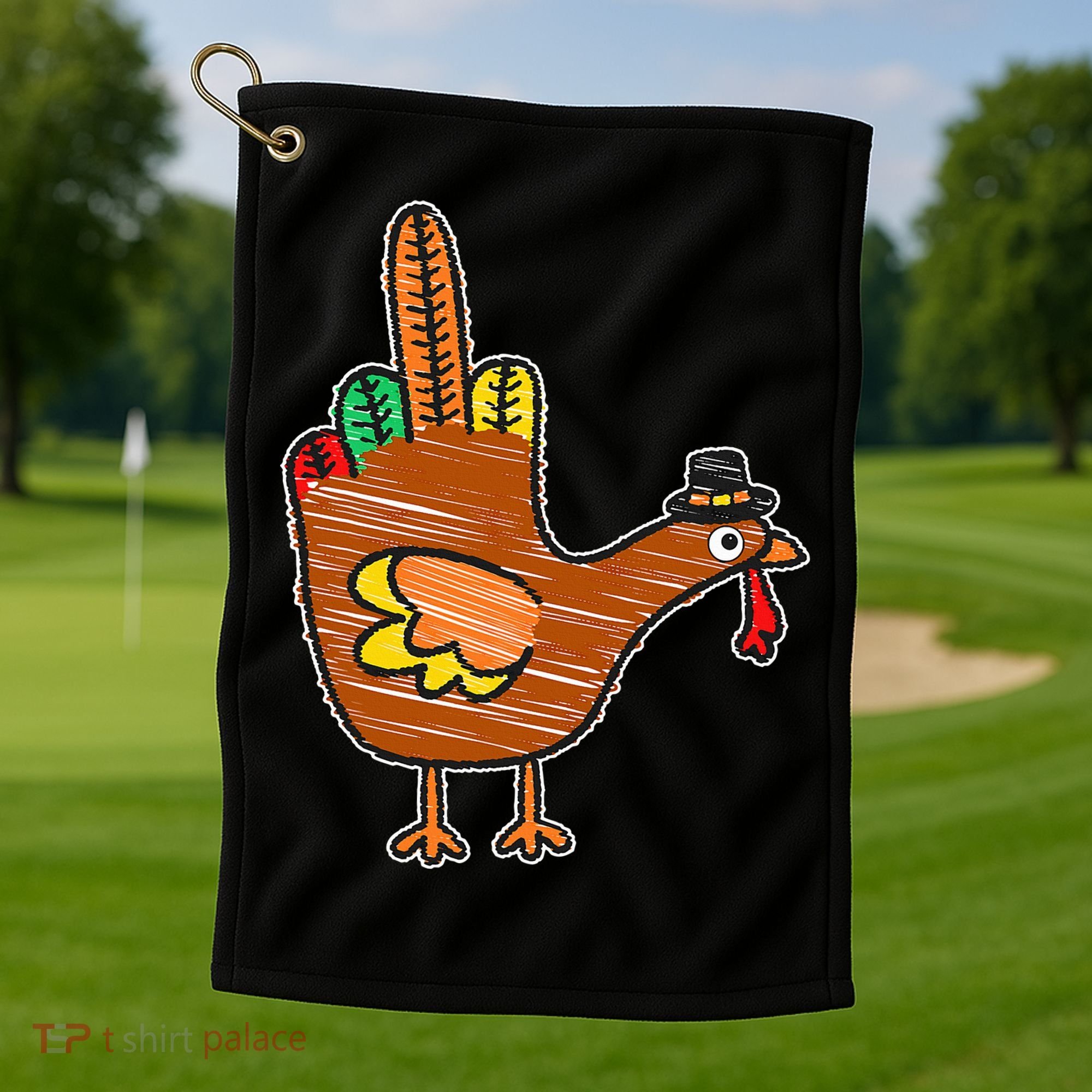 Thanksgiving Turkey Bird Middle Finger Golf Towel