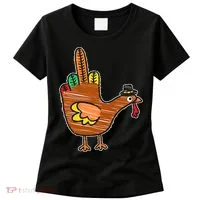 Thanksgiving Turkey Bird Middle Finger Women's T-Shirt thumb 0