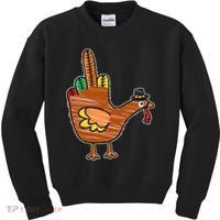 Thanksgiving Turkey Bird Middle Finger Kids Sweatshirt thumb 0