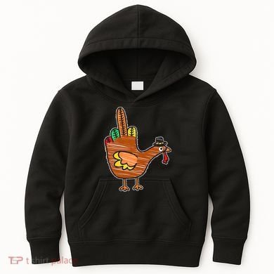 Thanksgiving Turkey Bird Middle Finger Kids Hoodie
