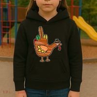 Thanksgiving Turkey Bird Middle Finger Kids Hoodie thumb 3