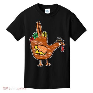 Thanksgiving Turkey Bird Middle Finger Kids T-Shirt