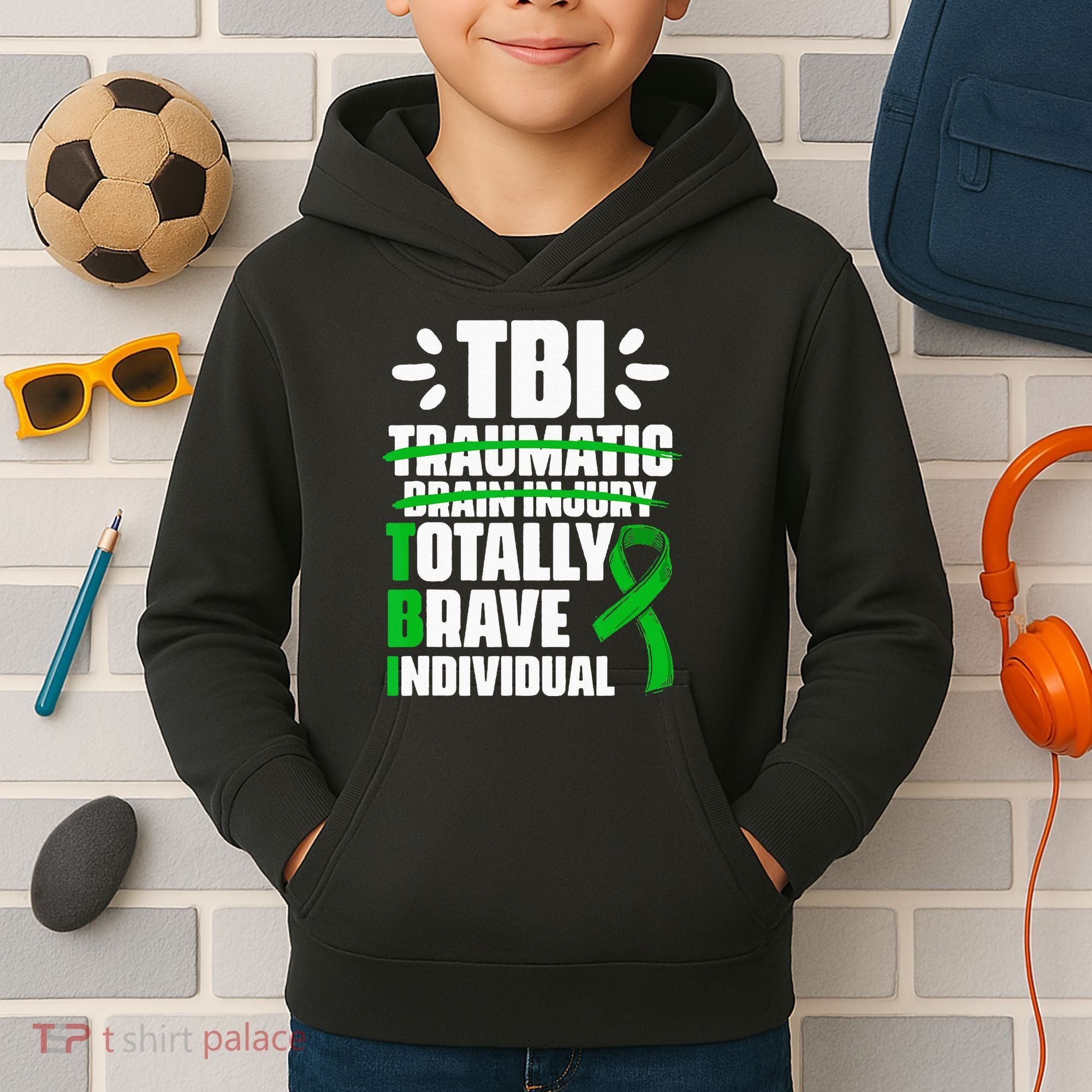 TBI Totally Brave Individual Traumatic Brain Injury Survivor Kids Hoodie
