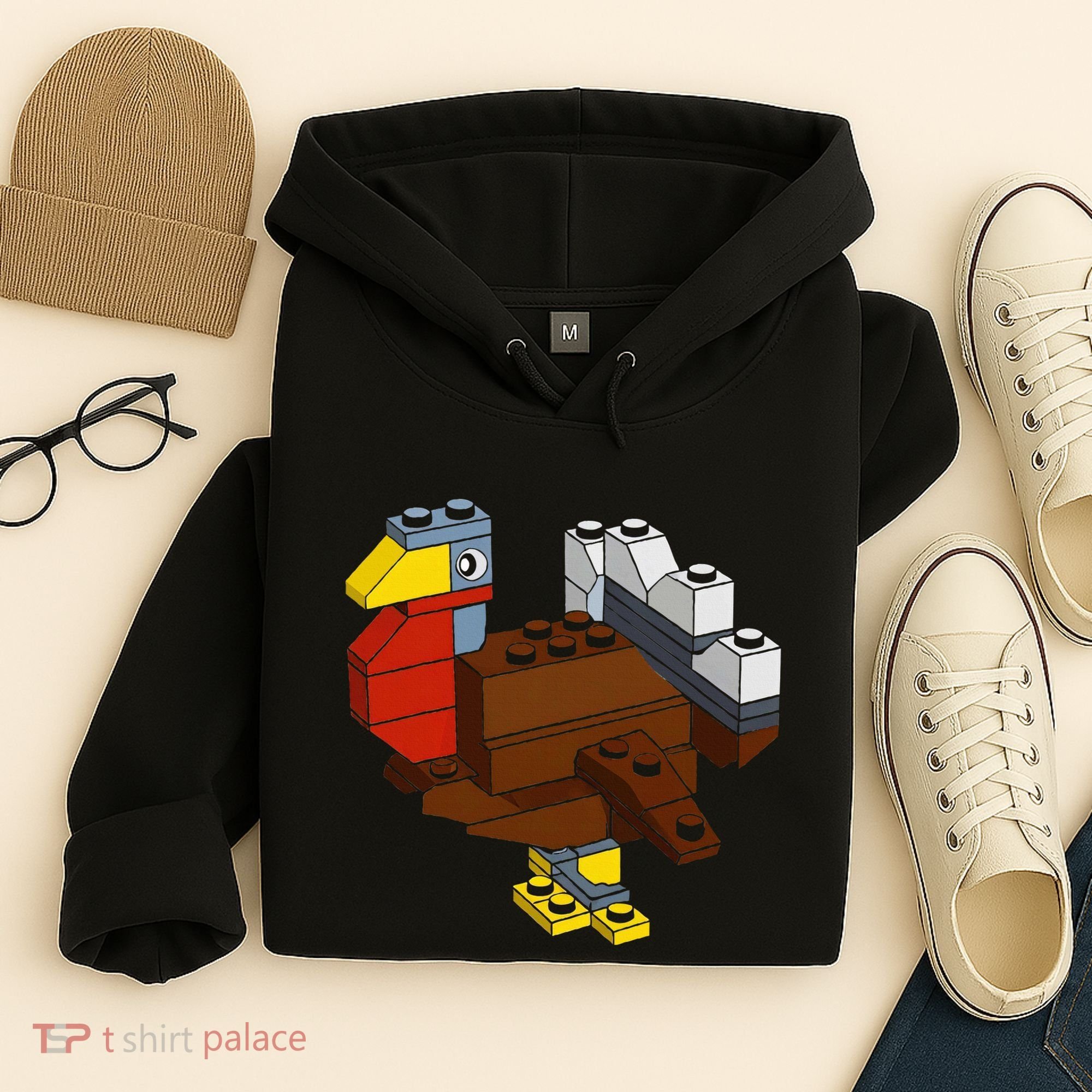 Turkey Thanksgiving Block Brick Building Master Builder Hoodie