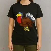 Turkey Thanksgiving Block Brick Building Master Builder T-Shirt thumb 4