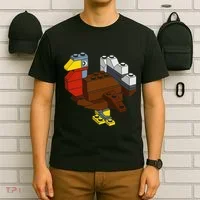 Turkey Thanksgiving Block Brick Building Master Builder T-Shirt thumb 6