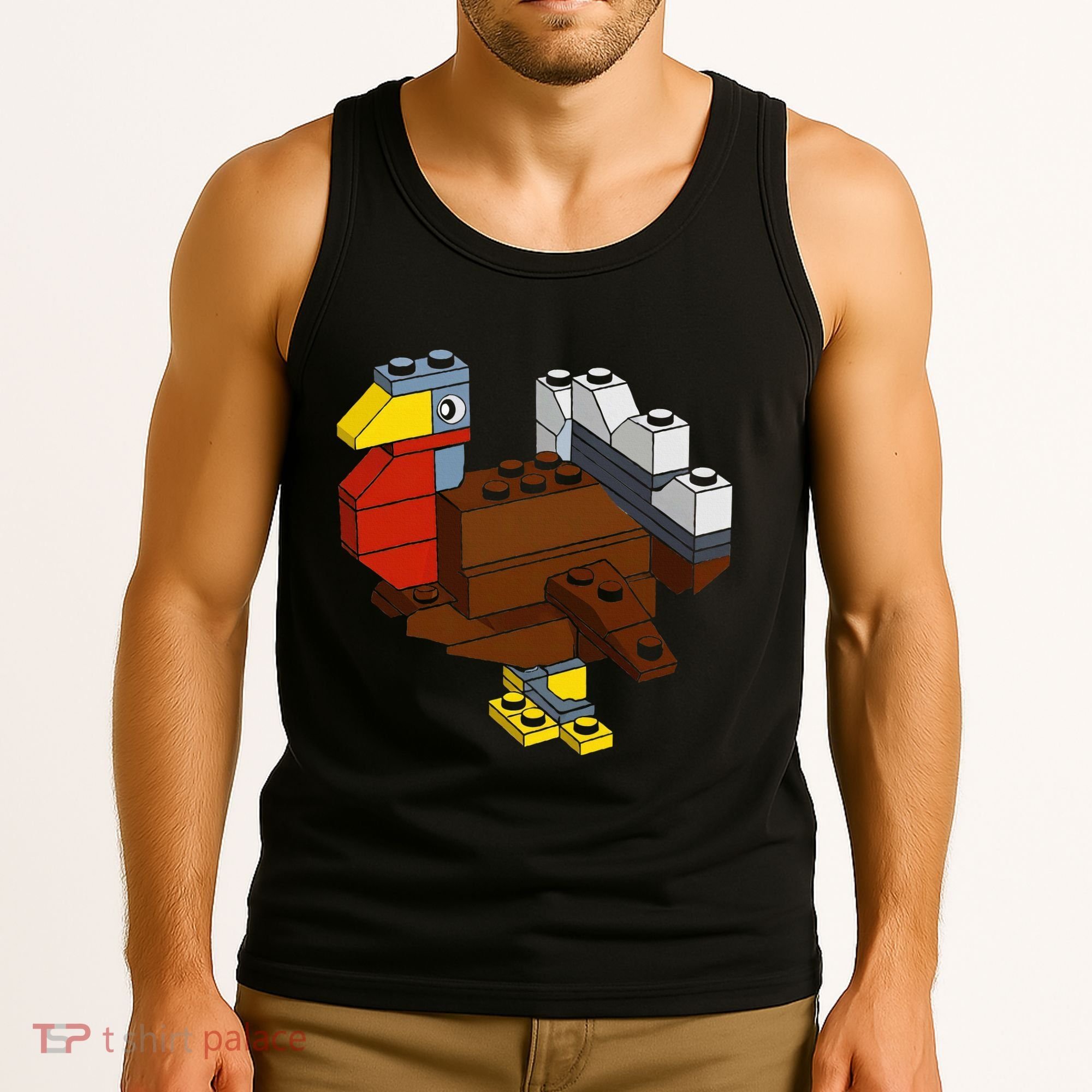 Turkey Thanksgiving Block Brick Building Master Builder Tank Top