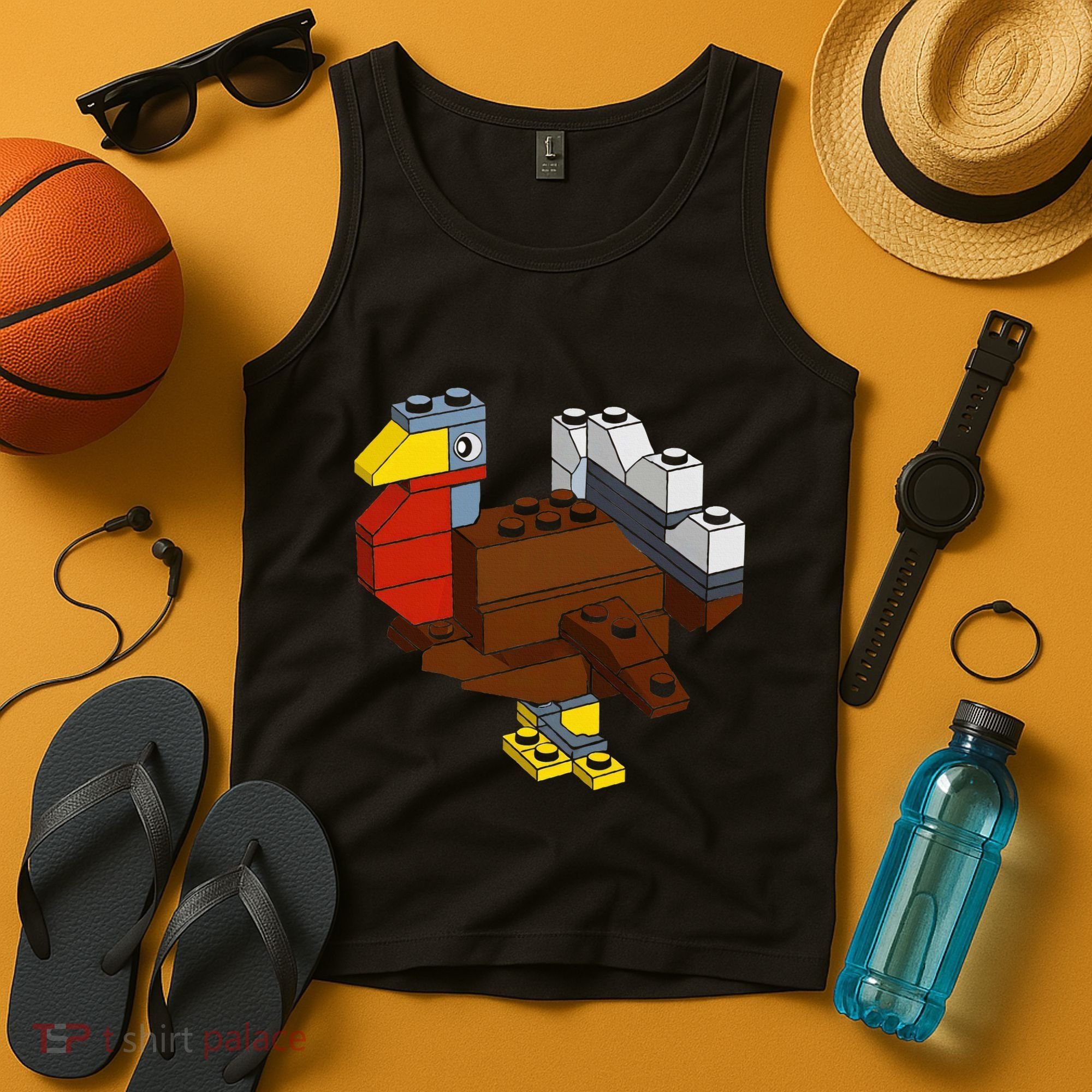 Turkey Thanksgiving Block Brick Building Master Builder Tank Top
