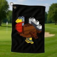 Turkey Thanksgiving Block Brick Building Master Builder Golf Towel thumb 1