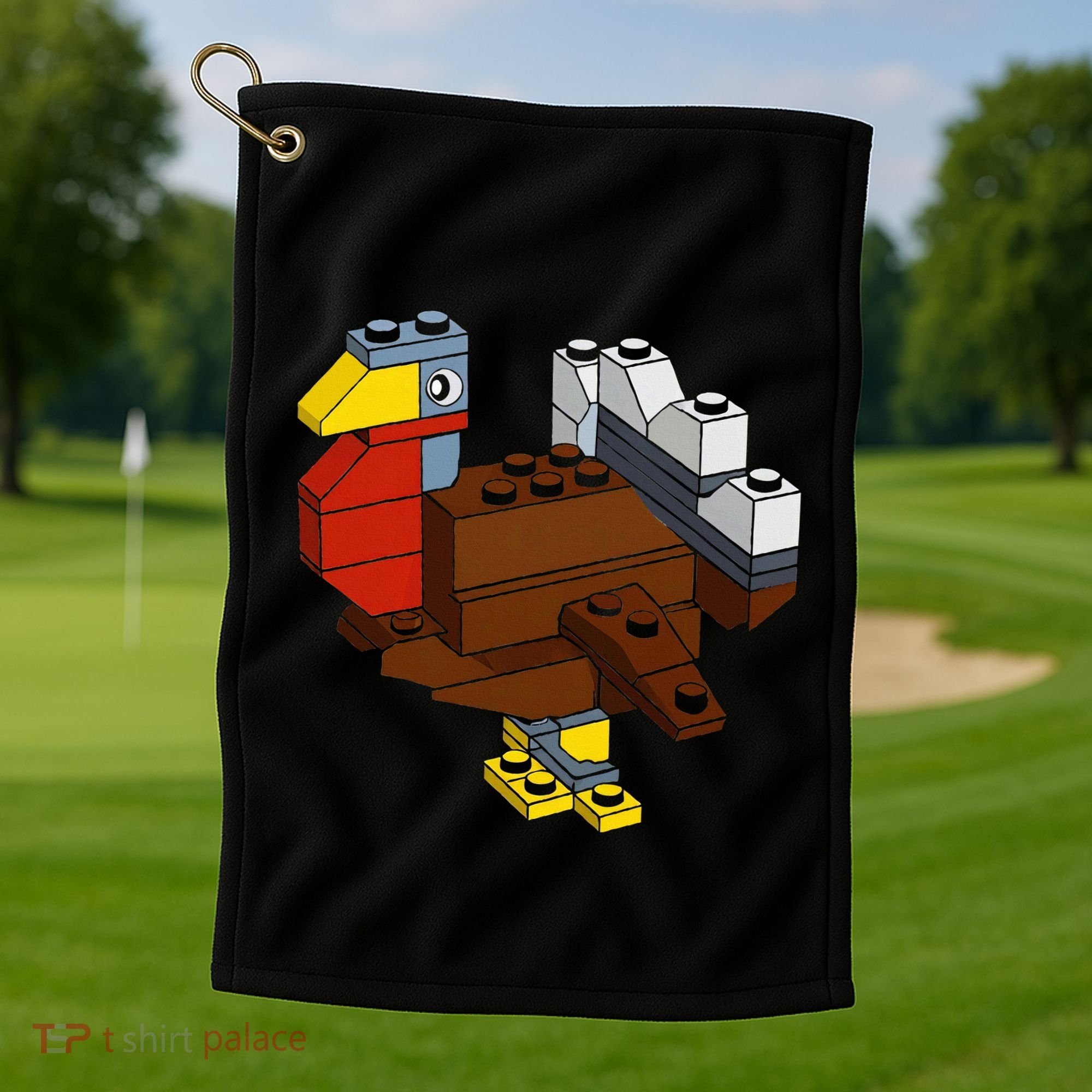Turkey Thanksgiving Block Brick Building Master Builder Golf Towel