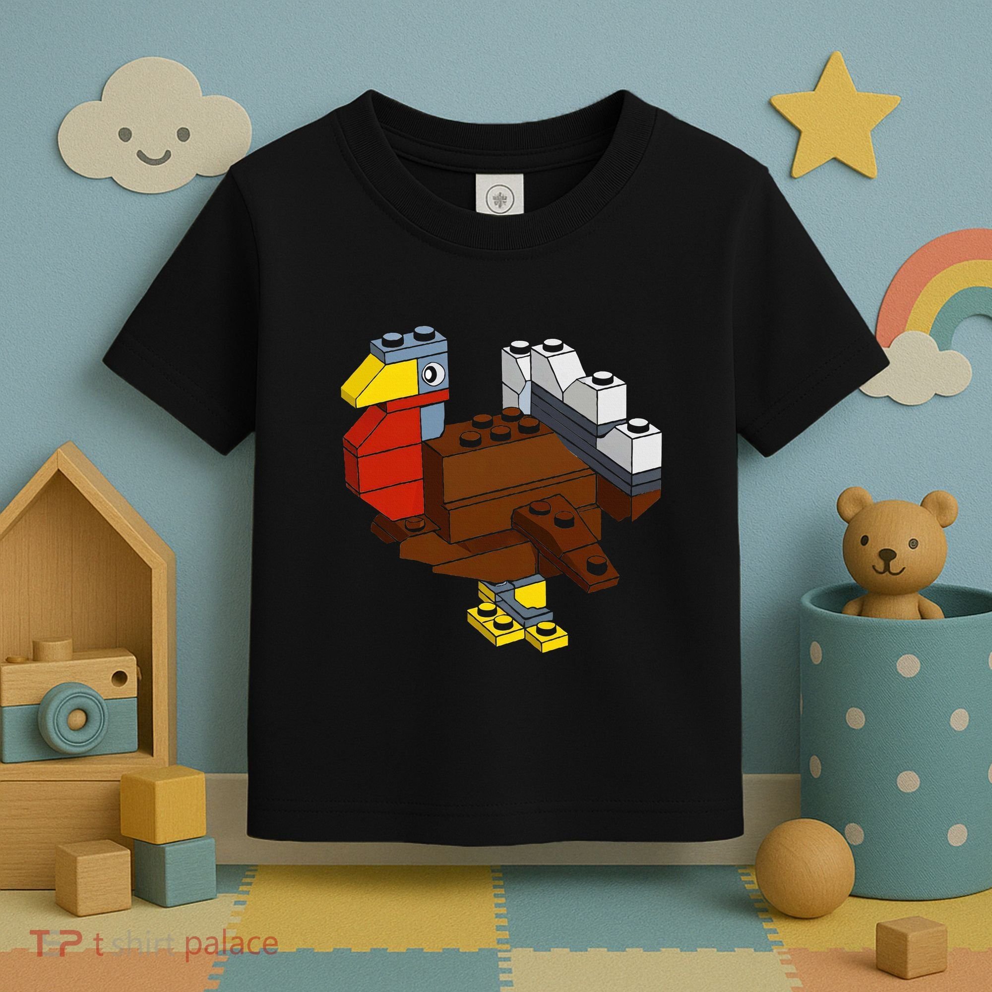 Turkey Thanksgiving Block Brick Building Master Builder Toddler T-Shirt