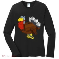 Turkey Thanksgiving Block Brick Building Master Builder Women's Long Sleeve Shirt thumb 0