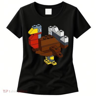 Turkey Thanksgiving Block Brick Building Master Builder Women's T-Shirt